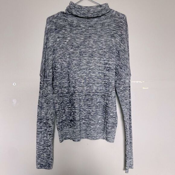 Moth | Anthropologie Marled Grey Knit Wool Blend Turtleneck Sweater Size Small - Picture 2 of 6